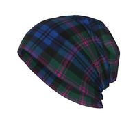 Flower Rose Butterfly Print Beanie Hats Daily Wear Head Multi-Functional Knit Hat for Men Women Unisex Beanie, Blue and Green Scottish Tartan, One size