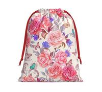 Flower Rose Butterfly Print Gift Drawstring Bag Reusable Pouch Festive Decor Party Favor Daily Storage Sack
