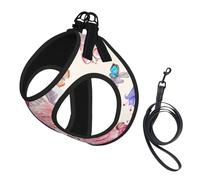 Flower Rose Butterfly Print Harness Leash Set For Cats And Dogs, Reflective Adjustable, Soft Breathable Mesh Vest With Escape-Proof Lead, For Small Pets And Kitten Puppies