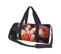 Flower Rose Butterfly Printed Canvas Travel Duffel Bag - Gym Sports Bag with Large Capacity for Weekend Business Travel