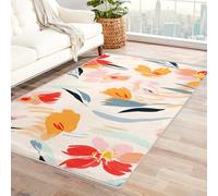 Flower Rug for Girls Bedroom - Botanical Floral Rug, Colourful Flowers Rugs for Living Room Bedroom, Washable Non Slip Soft Large Carpet, Patterned Area Rugs & Home Decor 120x180 cm