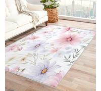 Flower Rugs for Girls Bedroom - Daisy Flowers Rug, Kids Pink Floral Rugs for Living Room Bedroom, Washable Non Slip Soft Small Carpet, Patterned Area Rugs & Home Decor 60x90 cm