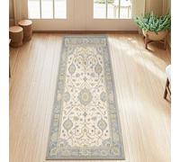 Flower Runner Rug, Traditional Elegant Leaf Floral Pattern N/a Blue Non-Slip Home Indoor Pattern Carpets Non Shedding for Kitchen Entryway Bedside Laundry Decor 2x5 Ft
