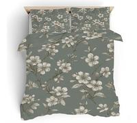 Flower Rural Super King Bedding Set - Blossom Floral Reversible Quilt Cover - Microfiber Washable Easy Care Duvet Cover 260 x 220 with 2 Pillowcases S2a1