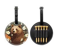 Flower-Scented Bear Black Golf tee Storage Bag, Multifunctional Golf tee Storage Bag for Men, Durable PU Material