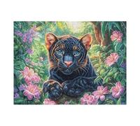Flower Sea Black Cat 500 Piece Pack DIY Jigsaw Puzzle Doll Animal Pet Collectors Cognitive Development Educational Decorative Puzzle Gifts for Adults High-grade Cardboard 500 PCS