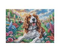 Flower Sea Cute Cocker Spaniel 300-piece Jigsaw Puzzle Set For Adults Teens 14+ Logic Skill Indoor Game Family Game Night Summer Durable Material 300 PCS/40x28cm