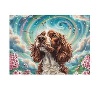 Flower Sea Cute Cocker Spaniel 500 Piece Jigsaw Puzzle for All Ages Splendid Celestial Critters Jigsaw Evening Wind Down Activity Challenging Fun Home Decor Stress Relief 500 PCS