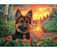 Flower Sea Cute German Shepherd 1000 Pc DIY Jigsaw Puzzle Magical Cosmic Creatures Puzzles for Adults Teens Hard Challenging Team Building Stress Reducing Autumn Rigid Cardboard 1000 PCS/75x50cm