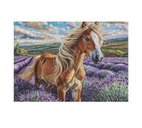 Flower Sea Cute Horse 300 Piece Premium Jigsaw Puzzle For Men Educational Decompression Adults Anxiety Memory Care Mothers Valentines Creativity Gift Giving 300 PCS/40x28cm