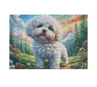 Flower Sea Cute Poodle 300 Piece Jigsaw Puzzle for Adults Jigsaw Cozy Night In Activity Colourful Challenge Great Gift for Puzzle Lovers Stress Reliever 300 PCS