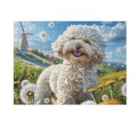 Flower Sea Cute Poodle 500 Piece Jigsaw Puzzle for Adults Splendid Celestial Critters Jigsaw Post Work Relaxation Tool Challenging Fun for Friends Family Home Decor 500 PCS