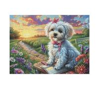 Flower Sea Cute Poodle 500 Piece Jigsaw Puzzle for Adults Splendid Celestial Critters Jigsaw Post Work Relaxation Tool Challenging Fun for Friends Family Home Decor 500 PCS