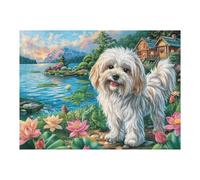 Flower Sea Cute Poodle 500 Piece Jigsaw Puzzle for Adults Teens Splendid Celestial Critters Craft Room Decor Creative Project Whimsical Artwork for Crafters 500 PCS