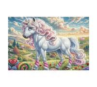 Flower Sea Rainbow Unicorn 1000 Piece Premium Jigsaw Puzzle For Men Educational Decompression Adults Anxiety Memory Care Mothers Valentines Creativity Gift Giving 1000 PCS/75x50cm