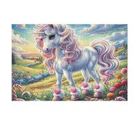 Flower Sea Rainbow Unicorn 1000 Pieces Jigsaw Puzzle For Men Educational Decompression Adults Anxiety Memory Care Mothers Valentines Premium 1000 PCS/75x50cm