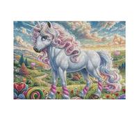 Flower Sea Rainbow Unicorn 300 Piece Premium Jigsaw Puzzle For Men Educational Decompression Adults Anxiety Memory Care Mothers Valentines Premium Cardboard 300 PCS/40x28cm