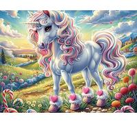 Flower Sea Rainbow Unicorn 500 Piece Complete Jigsaw Puzzle Set Radiant Whimsical Menagerie Teens Beginners Educational Challenge Puzzle Fans Group Play Anniversary Fathers Thick Cardboard 500 PCS