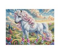 Flower Sea Rainbow Unicorn 500 Piece Pack Classic Jigsaw Puzzle Couple Puzzle Partners Ultra Difficult Wall Decor Easter New Year Gift Thick Paperboard 500 PCS/52×38cm