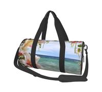 Flower Sea Rose Lily Printed Round Travel Duffel Bag Large Overnight Weekend Bags for Hiking, Vacations, Gym, Sports