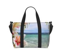 Flower Sea Rose Lily Printed Travel Duffel Bag for Women Men - Weekend Overnight Bags with Adjustable Shoulder Strap and Handle