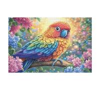 Flower Sea Scarlet Macaw 1000-piece Jigsaw Puzzle Set Splendid Celestial Critters For Adults Teens 14+ Logic Skill Indoor Game Family Game Night Summer Durable Material 1000 PCS