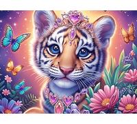 Flower Sea White Tiger 1000-piece Jigsaw Puzzle Set Magical Cosmic Creatures For Adults Teens 14+ Logic Skill Indoor Game Family Game Night Summer Thick Cardboard 1000 PCS/75x50cm