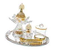 Flower Shape Engine Holder Set Golden Glass Burner Storage Jar Tongs Arabic Style Home Decor Spiritual Accessories Ramadan Home Decor Incauchy Owner