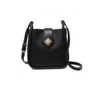 Flower Shape Flap Over Twist Lock Clasp Cross Body Bag JFY Black One Size