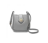 Flower Shape Flap Over Twist Lock Clasp Cross Body Bag JFY Grey One Size