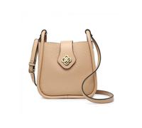 Flower Shape Flap Over Twist Lock Clasp Cross Body Bag JFY Khaki One Size