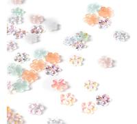 Flower Shape Flat Back Beads 100pcs 3D Nail Art Rhinestones 6mm Mixed Five-patal Flower Charms for DIY Nail Art