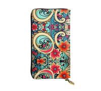 Flower Shape Pattern Long leather wallet, portable credit card holder, zippered coin purse, and ID compartment