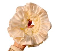 Flower Shape Pleated Hair Scrunchies Ballet Style Elegant Exaggerated Hair Rope Temperament Rubber Bands Oversized Hair Tie(White)