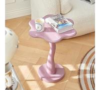 Flower Shape Sofa Side Table, Tray Top Wood Small End Table, Elegant Round Pedestal Accent Coffee Tables for Living Room Bedroom Balcony