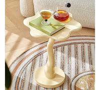 Flower Shape Sofa Side Table, Tray Top Wood Small End Table, Elegant Round Pedestal Accent Coffee Tables for Living Room Bedroom Balcony