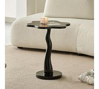 Flower Shape Sofa Side Table, Tray Top Wood Small End Table, Round Pedestal Accent Table for Living Room Bedroom Balcony