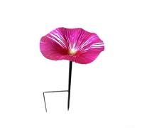 Flower Shaped Bird Feeder and Bath, Metal Bee Watering Station with Stake, Waterproof Garden Decor for Outdoor Wildlife, Pollinator Friendly(Rose Red)