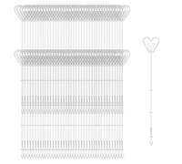 Flower Shaped Card Holder Photo Love Clip Heart Shaped Flower Tag Photo Memo Clip Heart Shaped Note Holder Suitable for Wedding Family Party Flower Arrangement Photo Food Label (Transparent, 80PCS)