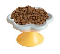 Flower Shaped Cat Dish - Ceramic Raised Pet Feeder Bowl, Whisker Ease Design | Small Dog Feeding Bowl, Kitten Face Comfort Dish, for Fat Face Cat Small Pet Eating Drinking Support Comfort