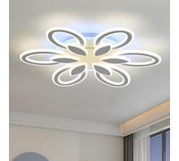 Flower-Shaped Ceiling Lamp with Remote Control, Modern Dimmable Ceiling Light Timing Lounge Bedroom Light No Strobe Eye Protection Living Room, White 6Tou RGB