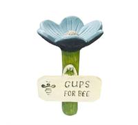 Flower-Shaped Ceramic Bee Watering Station - 5 Colourful Bee Cups for Garden, Outdoor Pollinator Feeder with Ground Stake,Ceramic Flowers Drinking Water for Yard, Lawn, Patio Decor（Blue）