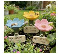 Flower-Shaped Ceramic Bee Watering Station, Bath for Bees, Colorful Butterfly Bee for Garden, Yard, and Patio, Hydration Spot to Support Pollinators on Lawn & Balcony