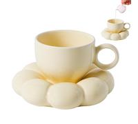Flower Shaped Coffee - Flower Pattern Ceramic Tea Cup | Floral Designed Cup with Saucer, Perfect for Enjoy Tea and Coffee at Home, Elegant Dishes for the