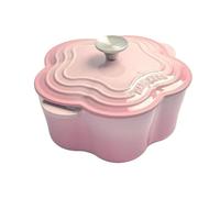 Flower Shaped Cooking Pan Pot, Sturdy Enameled Cast Non Stick Petal Soup Pot with Even Heat Distribution, Cute Safe Cast Iron with Lid, for Baking, Braising, Stews, Roasting, Stews(Pink)