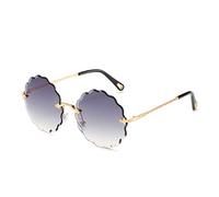 Flower-Shaped Frame Sunglasses Men Women Fashion Personality Designer Style Sunglasses For Outdoors Street Sports Golf Cycling Fishing Hiking (Color : Black)