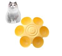 Flower Shaped Pet Bowl - 13.78x13.78x4.33 Inches, 6-Section Feeding Tray, Waterproof PP Material | Kitten Puppy Small Dog Dish Food Water Wet Dry Kibble Mealtime -Free Home Kitchen Organized Servi
