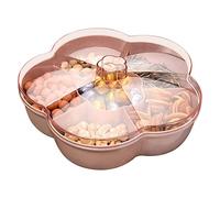 Flower Shaped Snack Serving Tray, Snack Storage Box with Lid for Nutty Caramel Dried Fruits, Plastic Snack Storage Box