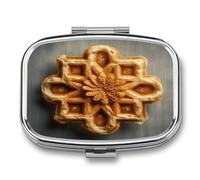 Flower Shaped Waffles Pill Box Medicine Pill Organizer Small Pill Case Travel Pill Container Portable Pill Case for Pocket 2 Compartment Pill Holder Pill Boxes for Travel