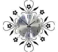 GOTOTOP Flower-Shaped Wall Clock，Metal Art Dial 3D Crystal Mute Creative Iron European Style Wall-Mounted Clock Diamond Hanging Wall Clock for Living Room Bedroom Dining Room, 35cm / 13.8inch